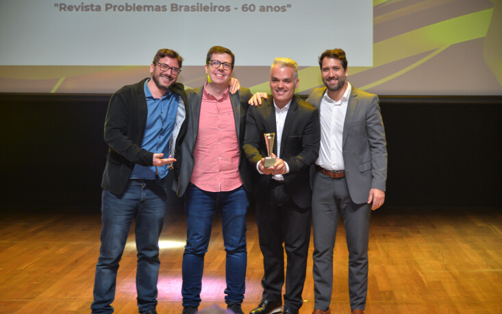 Da esq. para a dir., Fernando Sacco, Andr&eacute; Rocha, Lucas Mota e Guilherme Baroli (Cr&eacute;dito: Aberje Oficial)