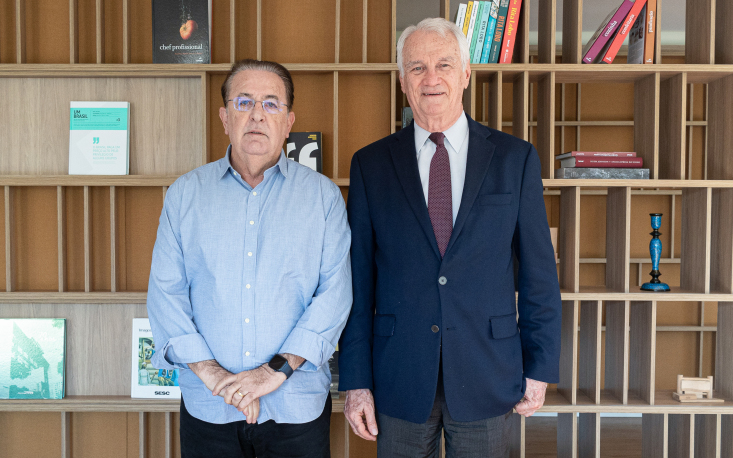 Luiz Carlos Motta, presidente da Fecomerciários, ao lado de Ivo Dall'Acqua Júnior, presidente em exercício da FecomercioSP / Foto: Edilson Dias