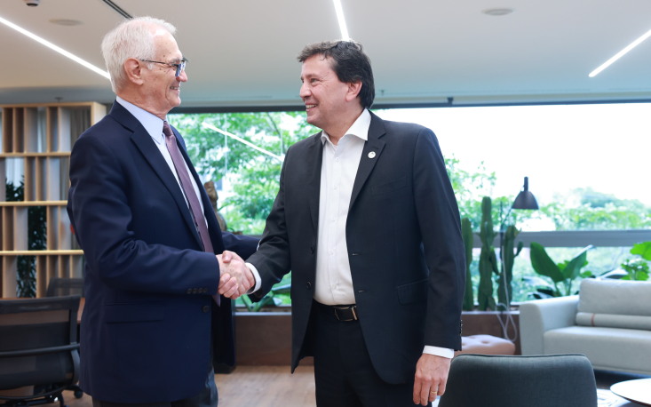 Ivo Dall'Acqua Júnior, presidente em exercício da FecomercioSP, e Floriano Pesaro, diretor de Gestão Corporativa da Apex Ivo Dall'Acqua Júnior, presidente em exercício da FecomercioSP, e Floriano Pesaro, diretor de Gestão Corporativa da Apex