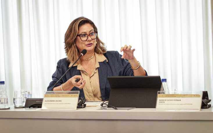 Alessandra Okuma debate os impactos da reforma para o comércio externo. (Foto: Ivan Dias/Divulgação FecomercioSP) Alessandra Okuma debate os impactos da reforma para o comércio externo. (Foto: Ivan Dias/Divulgação FecomercioSP)